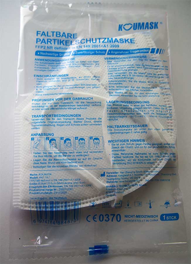 FFP2 Atemschutzmaske EN 149:2001 + A1:2009- Ein Mehrwert der Medical Network Stiftung FFP2 Atemschutzmaske EN 149:2001 + A1:2009